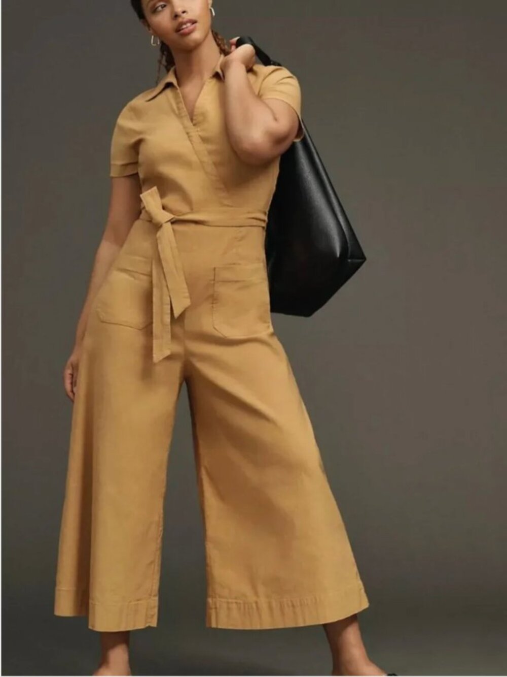Maeve by Anthropologie Tan/Camel Wrap Jumpsuit | Size 4